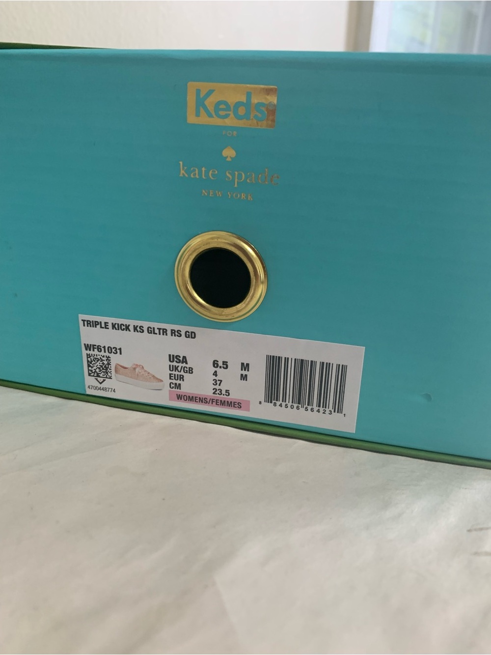 Keds X Kate Spade Glitter Sneakers Pink Rose Gold Size 6.5 Shoes W/ Original Box - Picture 10 of 12